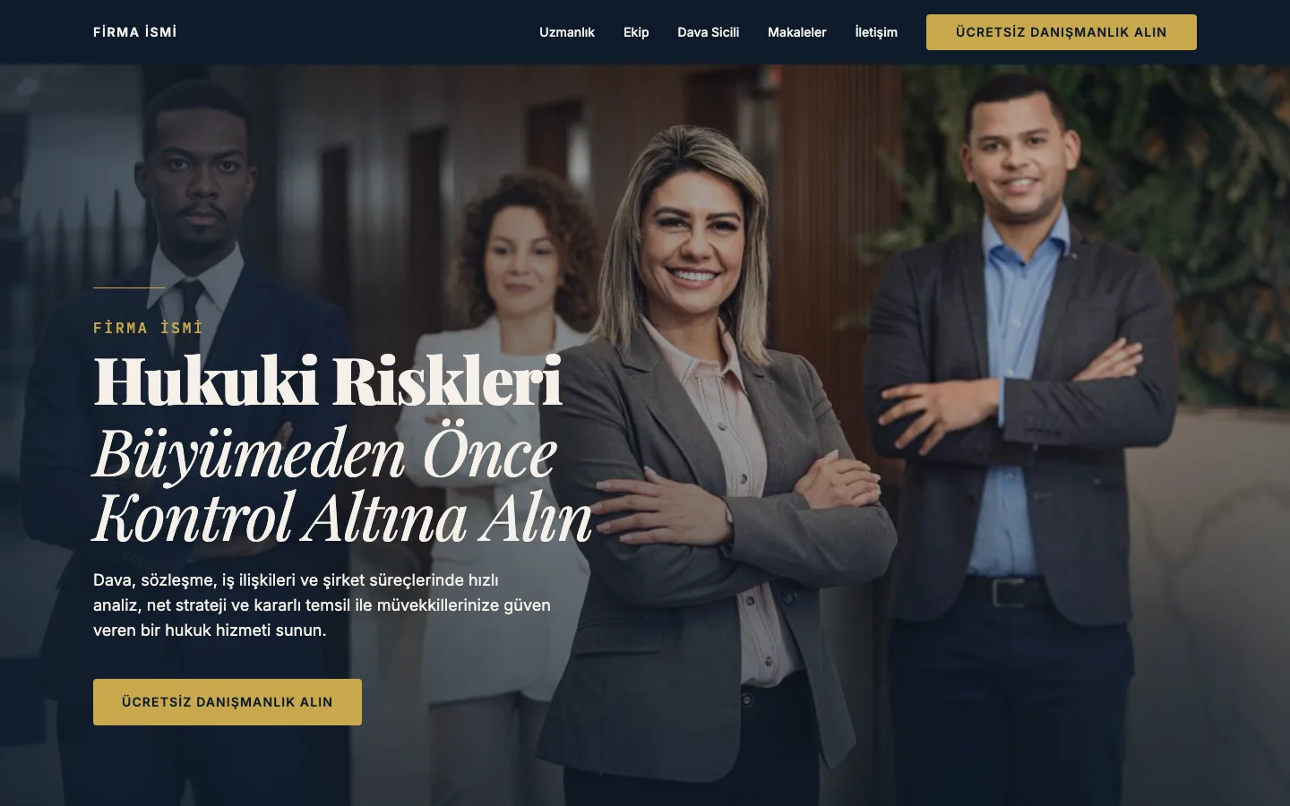 Avukat web sitesi örneği ekran görüntüsü