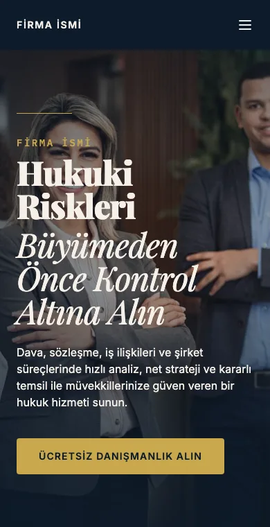 Avukat mobil web sitesi örneği ekran görüntüsü