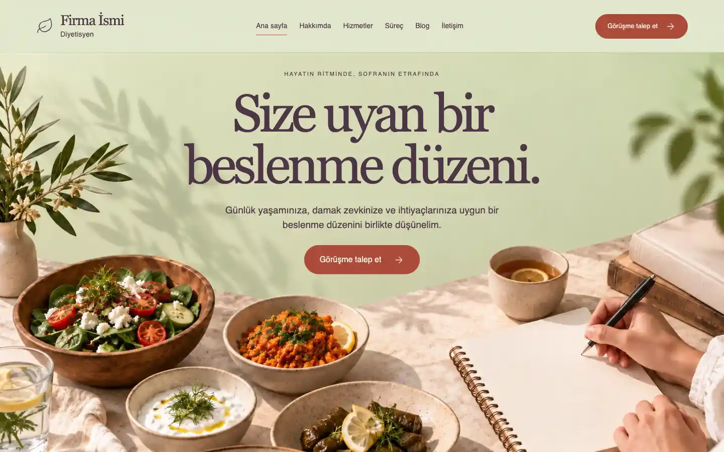 Diyetisyen web sitesi örneği ekran görüntüsü