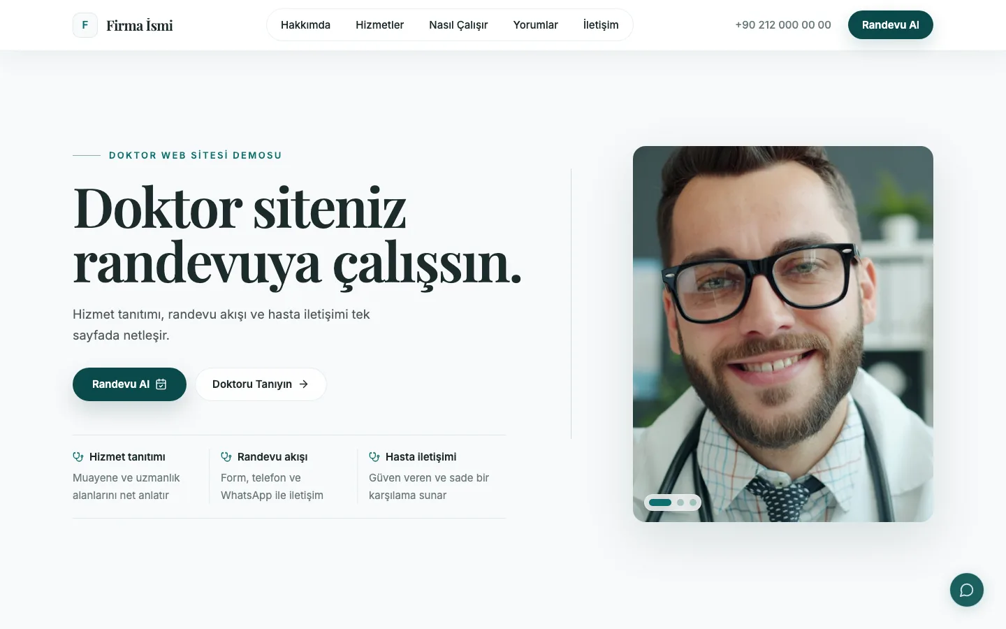 Doktor web sitesi örneği ekran görüntüsü