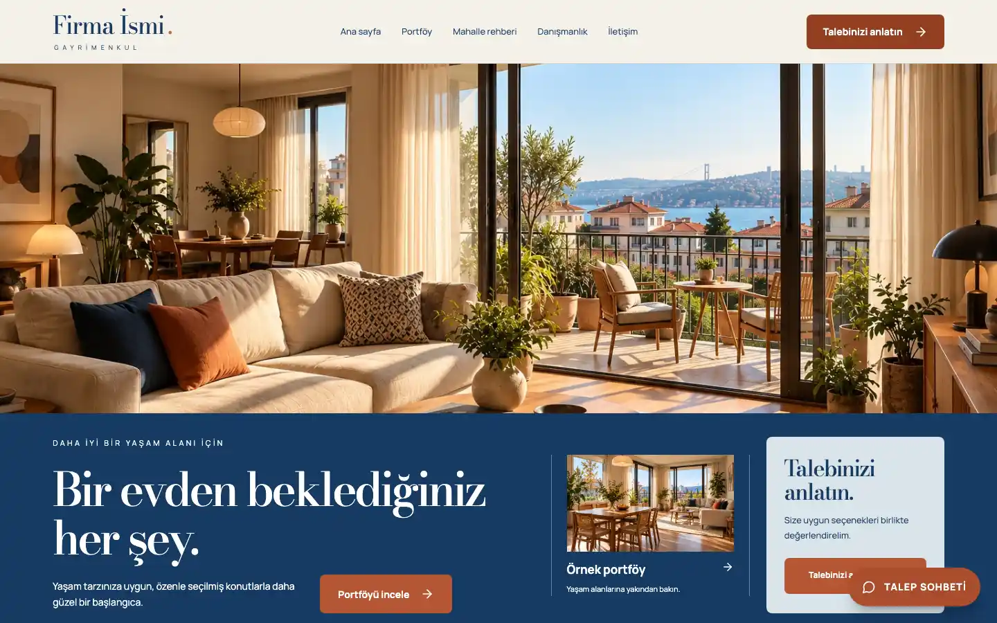 Emlak web sitesi örneği ekran görüntüsü