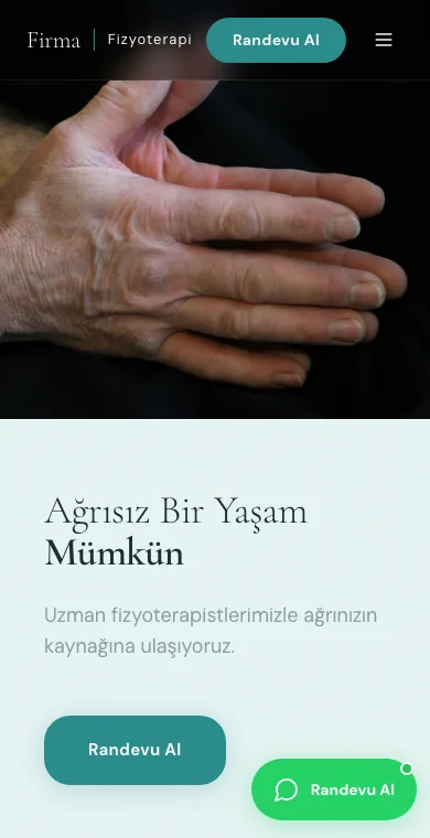 Fizyoterapi mobil web sitesi örneği ekran görüntüsü