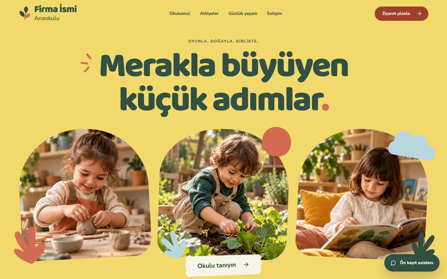 Kreş web sitesi örneği ekran görüntüsü