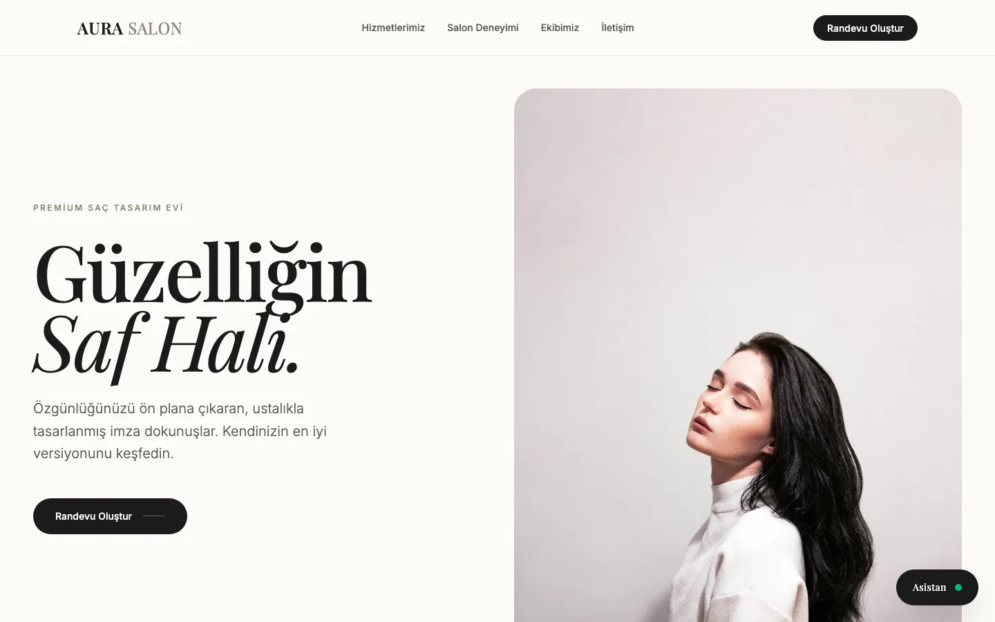Kuaför web sitesi örneği ekran görüntüsü