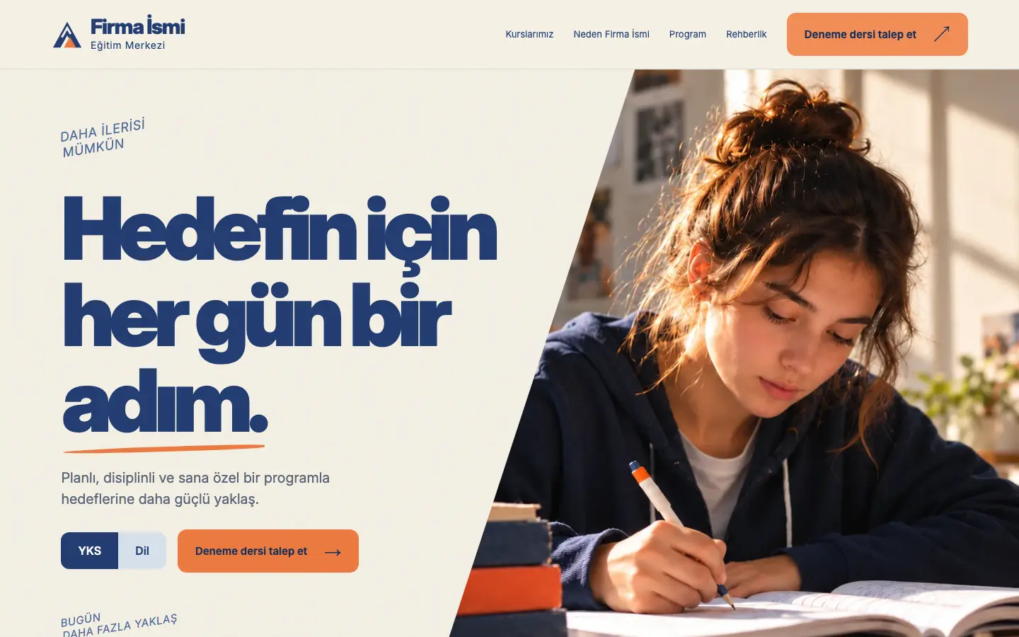 Kurs web sitesi örneği ekran görüntüsü