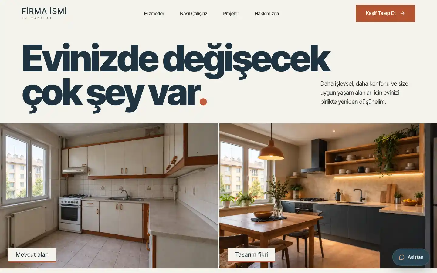 Tadilat web sitesi örneği ekran görüntüsü
