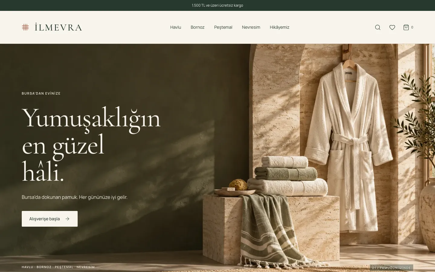 Ev Tekstili masaüstü web sitesi örneği ekran görüntüsü