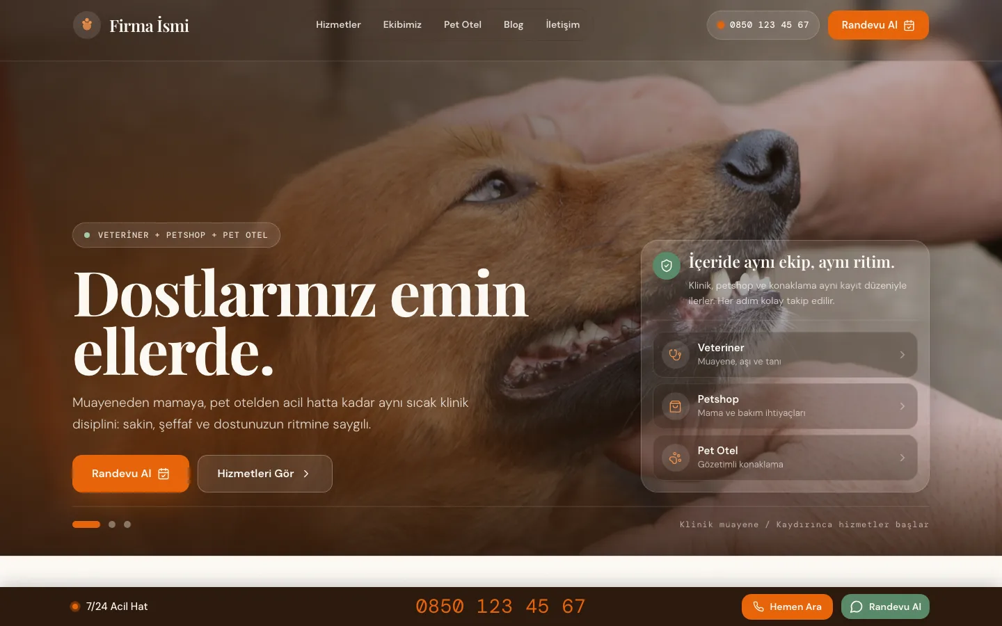 Veteriner web sitesi örneği ekran görüntüsü