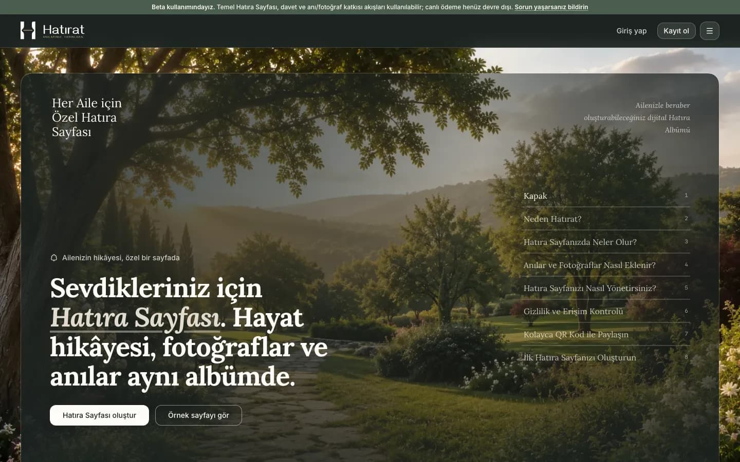 Hatırat: Aileler İçin Dijital Hatıra Sayfası Platformu