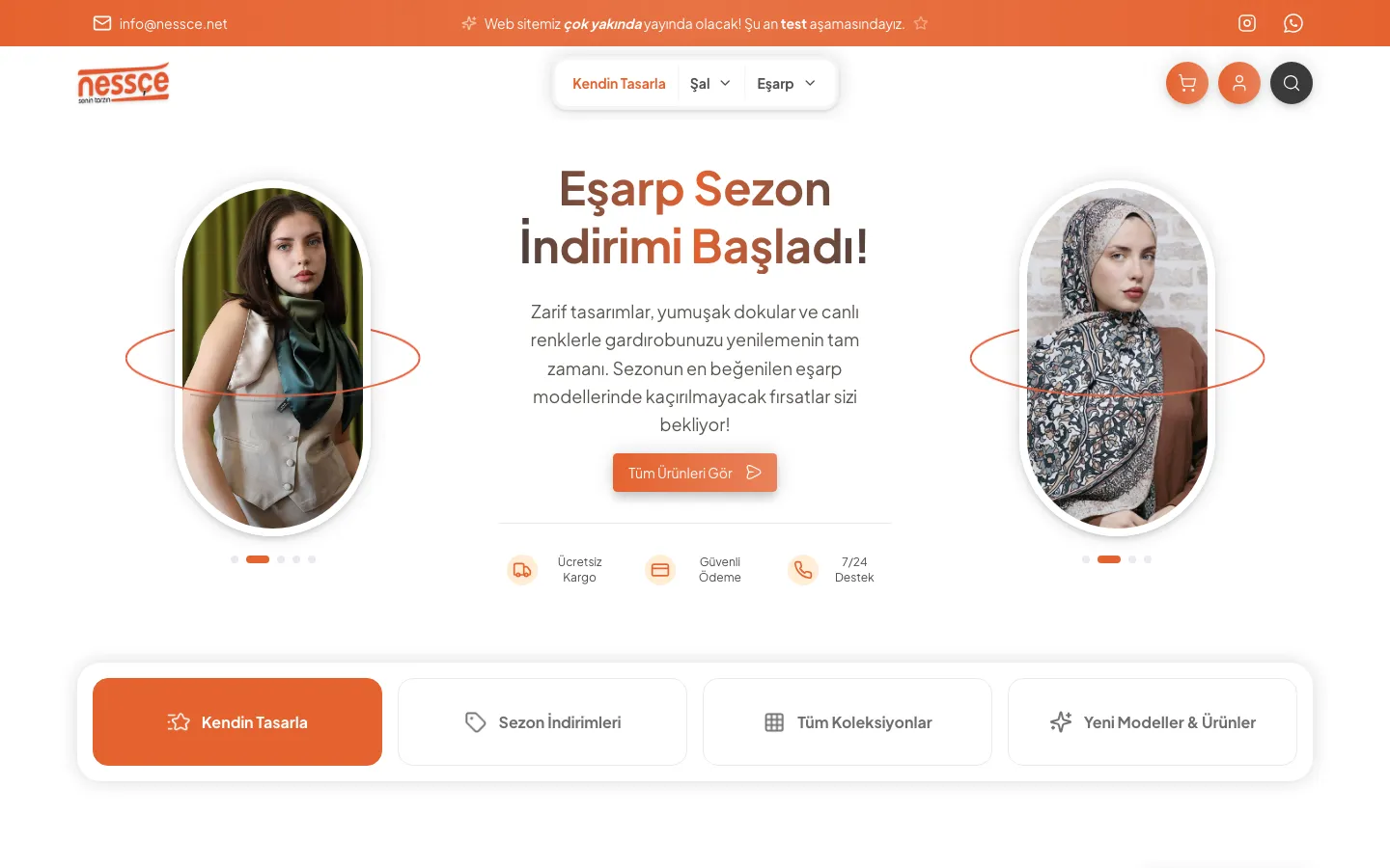 Nessçe: Kendin Tasarla Özellikli Şal ve Eşarp E-Ticaret Sitesi