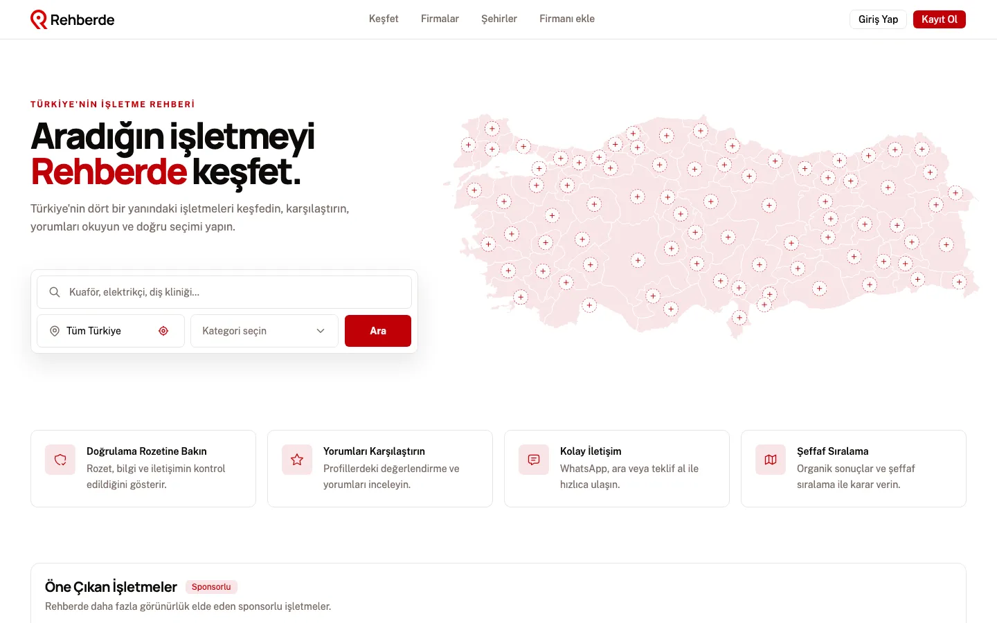 Rehberde: Türkiye Geneli Yerel İşletme Rehberi Platformu