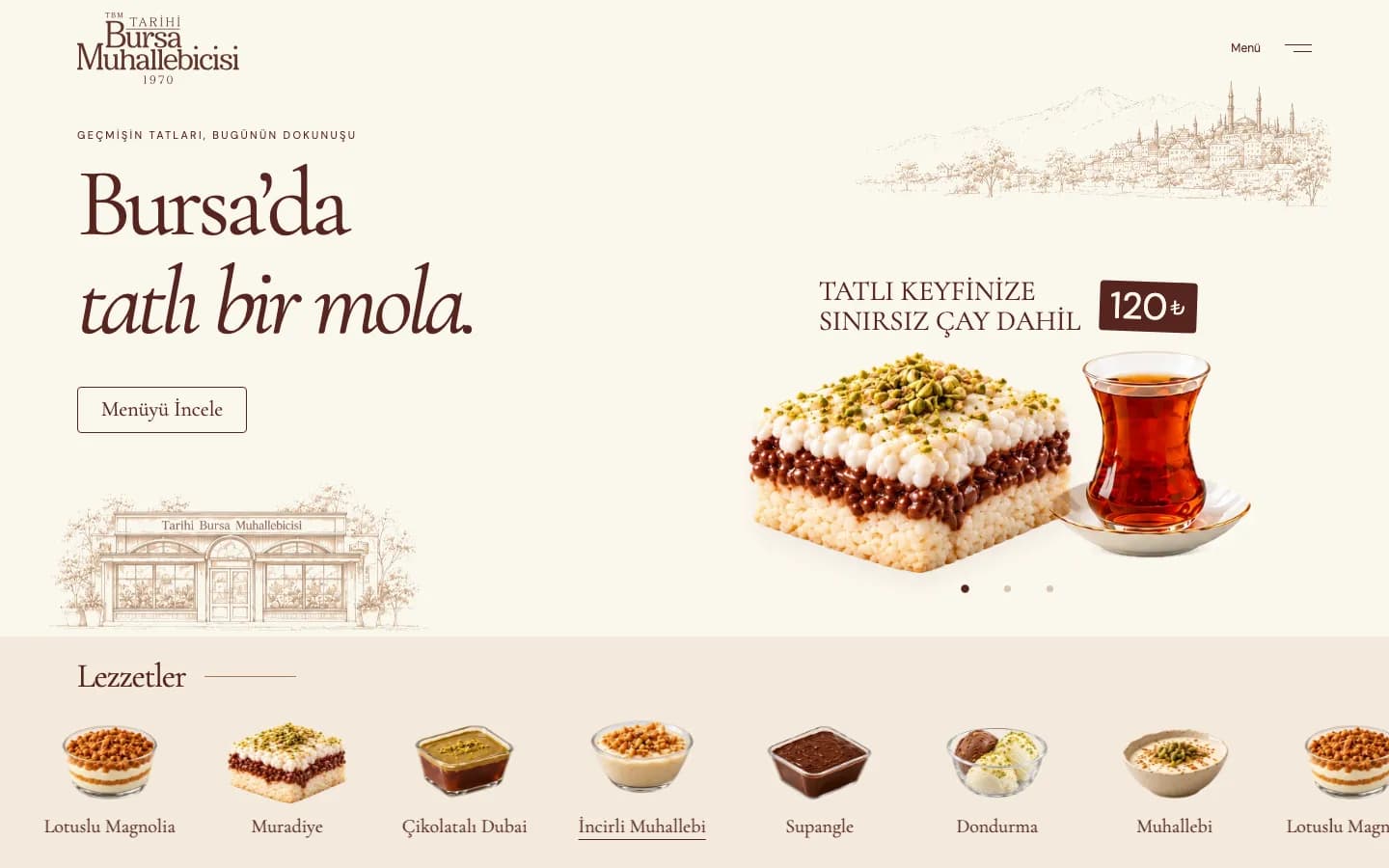 Tarihi Bursa Muhallebicisi: Muhallebici ve Tatlıcı Web Sitesi
