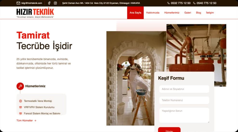 Hızır Teknik: İçerik Yönetilebilir, Teklif Süreçli Servis Şirketi Web Platformu